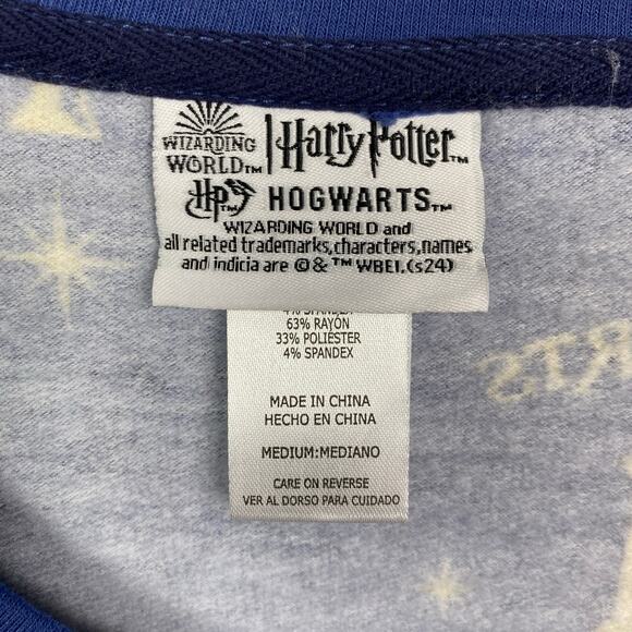 The Wizarding World Of Harry Potter Blue Hogwarts Two Piece PJ Jogger Set Sz.M - Picture 10 of 14